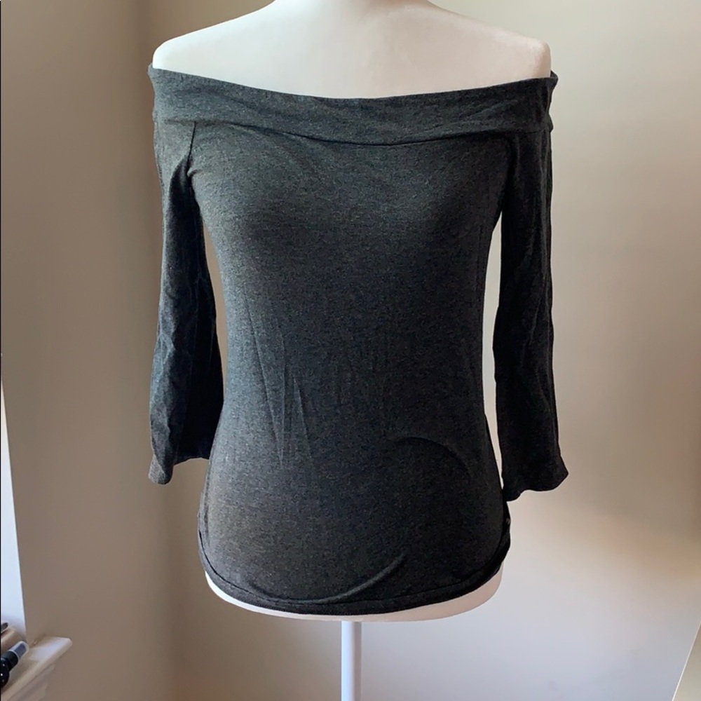 Gray Off the Shoulder Top